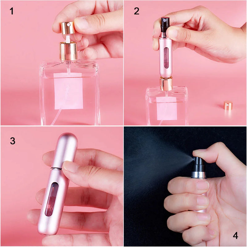 TravelScent™ - Frasco Portátil de Perfume Atomizador de 8/5ml em Alumínio para Viagens